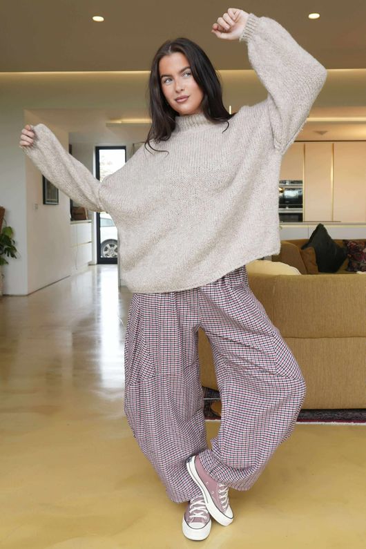 Big Softie Funnel Grunge Knit Oatmeal /6=